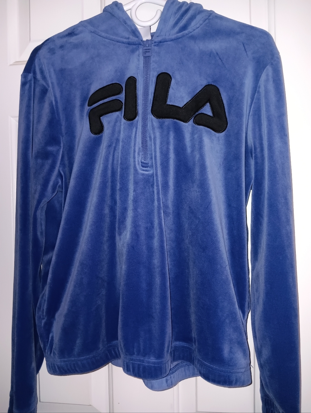 Fila Blue Velour Hoodie Size Medium‎ Y2K